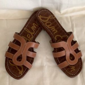 Sam Edelman Bay Flat Leather Sandals, Saddle Leather size 6 M
